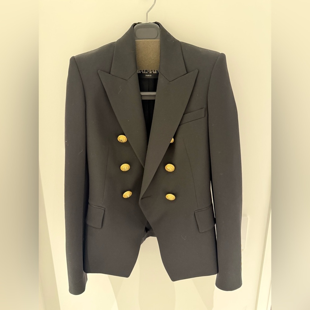 Balmain classic double breasted blazer gold buttons